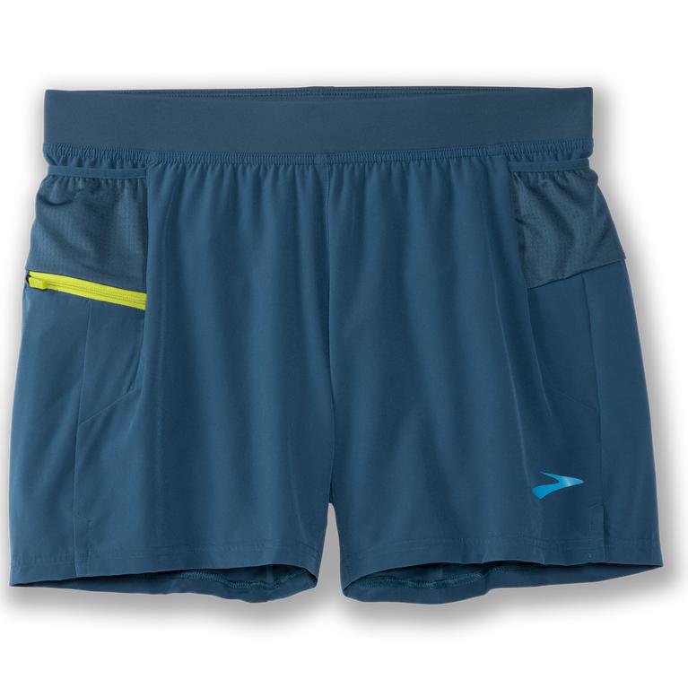 Brooks Sherpa 5 2-in-1 Running Shorts - Men's - Alpine/SteelBlue/Bright Moss (48712-LNCS)